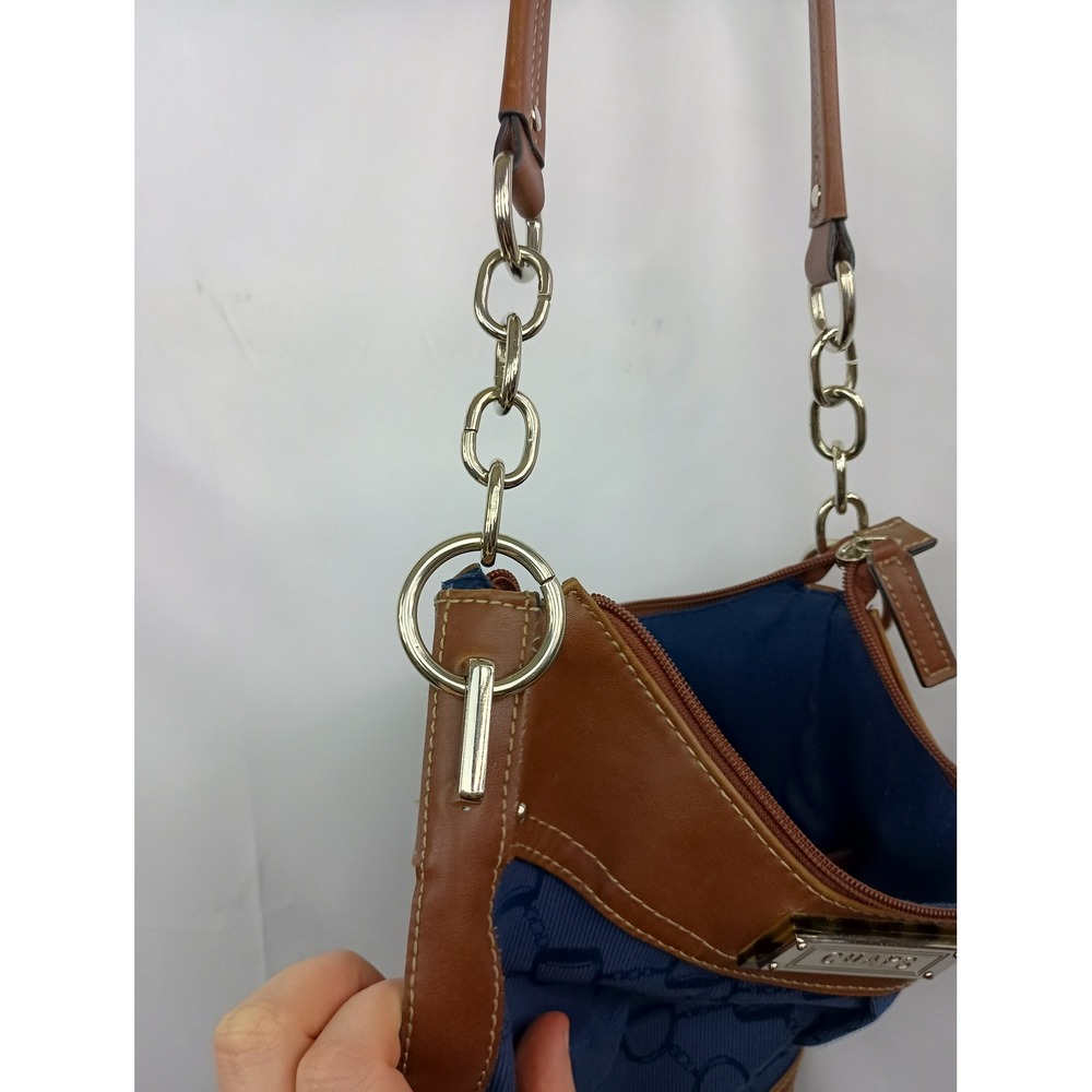 Chaps ralph lauren Shoulder Bag Blue Small Purse Shoulder Bag brown Faux Leather - Picture 5 of 9